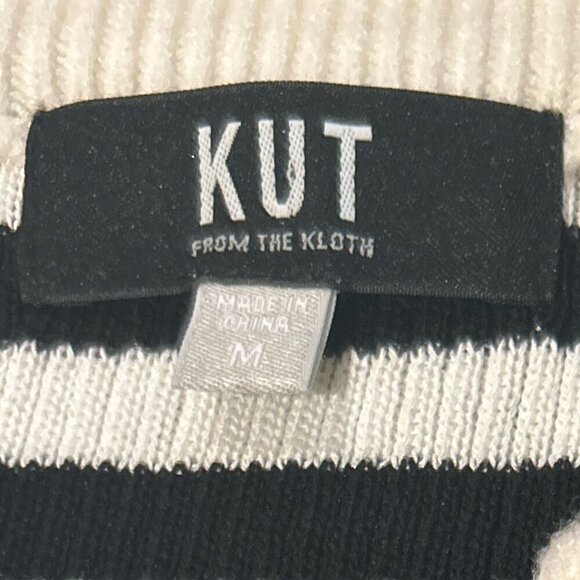 Kut from the Kloth SZM Alora Henley stripe sweater 90's Black & Ivory Preppy Y2K - Picture 9 of 10